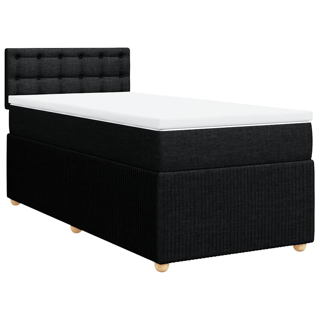 Κρεβάτι Boxspring με Στρώμα Μαύρο 90x190 εκ.Υφασμάτινο - Pakobazaar