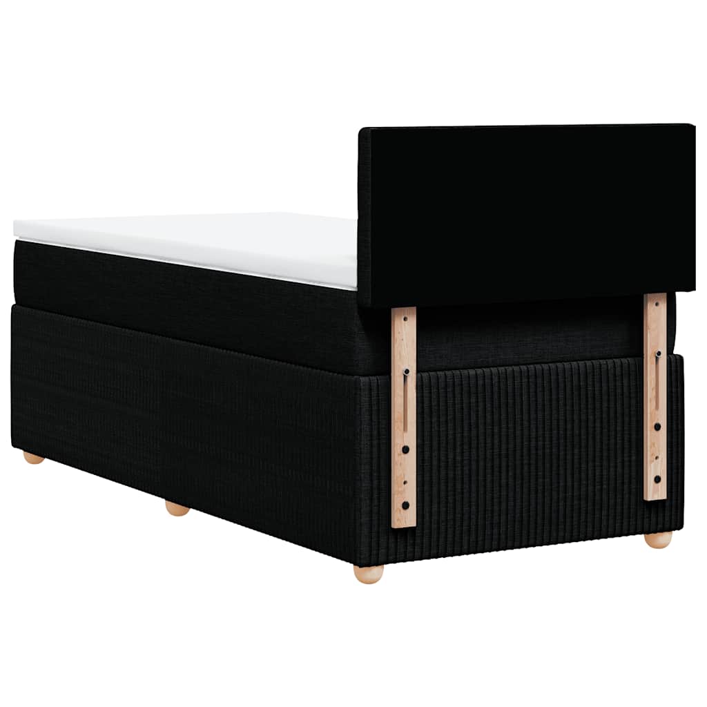 Κρεβάτι Boxspring με Στρώμα Μαύρο 90x190 εκ.Υφασμάτινο - Pakobazaar