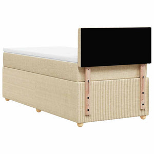 Κρεβάτι Boxspring με Στρώμα Κρεμ 90x190 εκ.Υφασμάτινο - Pakobazaar