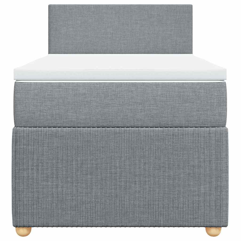 Κρεβάτι Boxspring με Στρώμα Ανοιχτό Γκρι 90x200 εκ. Υφασμάτινο - Pakobazaar
