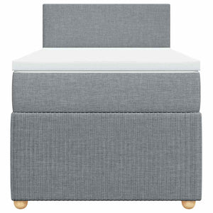 Κρεβάτι Boxspring με Στρώμα Ανοιχτό Γκρι 90x200 εκ. Υφασμάτινο - Pakobazaar
