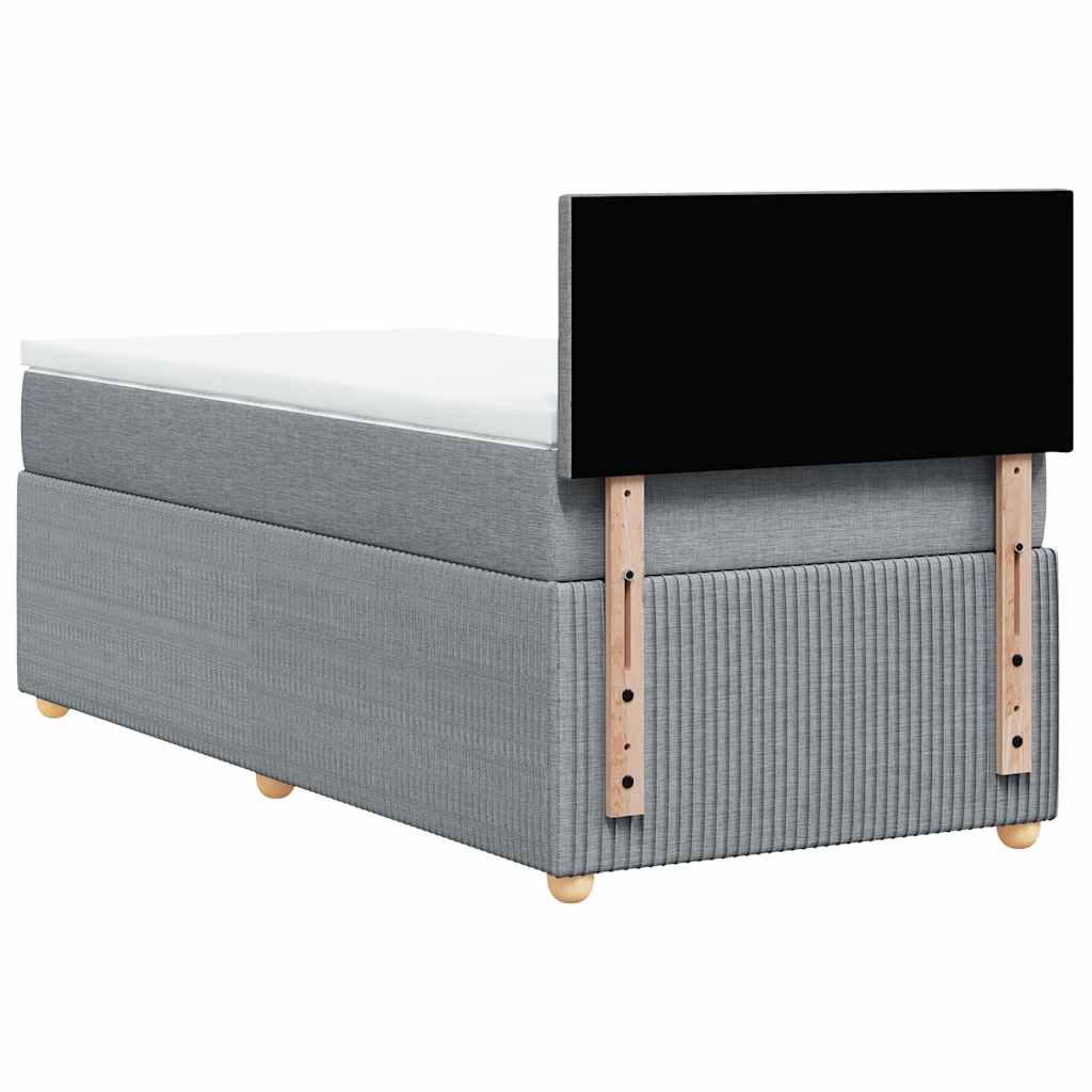 Κρεβάτι Boxspring με Στρώμα Ανοιχτό Γκρι 90x200 εκ. Υφασμάτινο - Pakobazaar