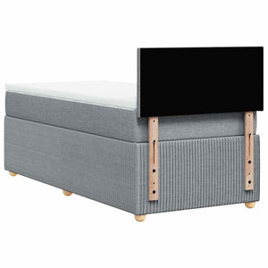 Κρεβάτι Boxspring με Στρώμα Ανοιχτό Γκρι 90x200 εκ. Υφασμάτινο - Pakobazaar