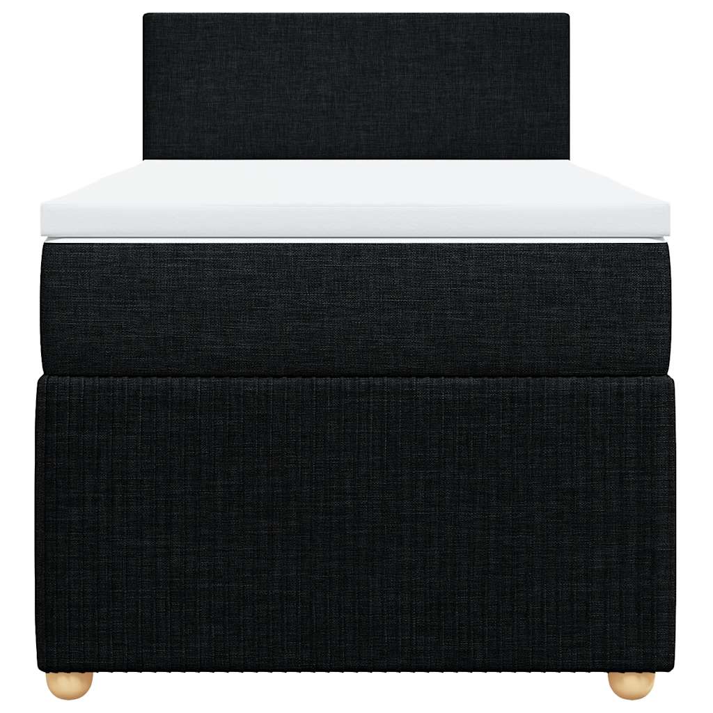 Κρεβάτι Boxspring με Στρώμα Μαύρο 90x200 εκ. Υφασμάτινο - Pakobazaar