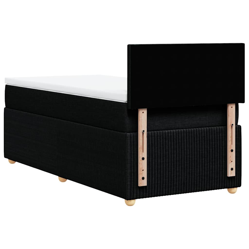 Κρεβάτι Boxspring με Στρώμα Μαύρο 90x200 εκ. Υφασμάτινο - Pakobazaar