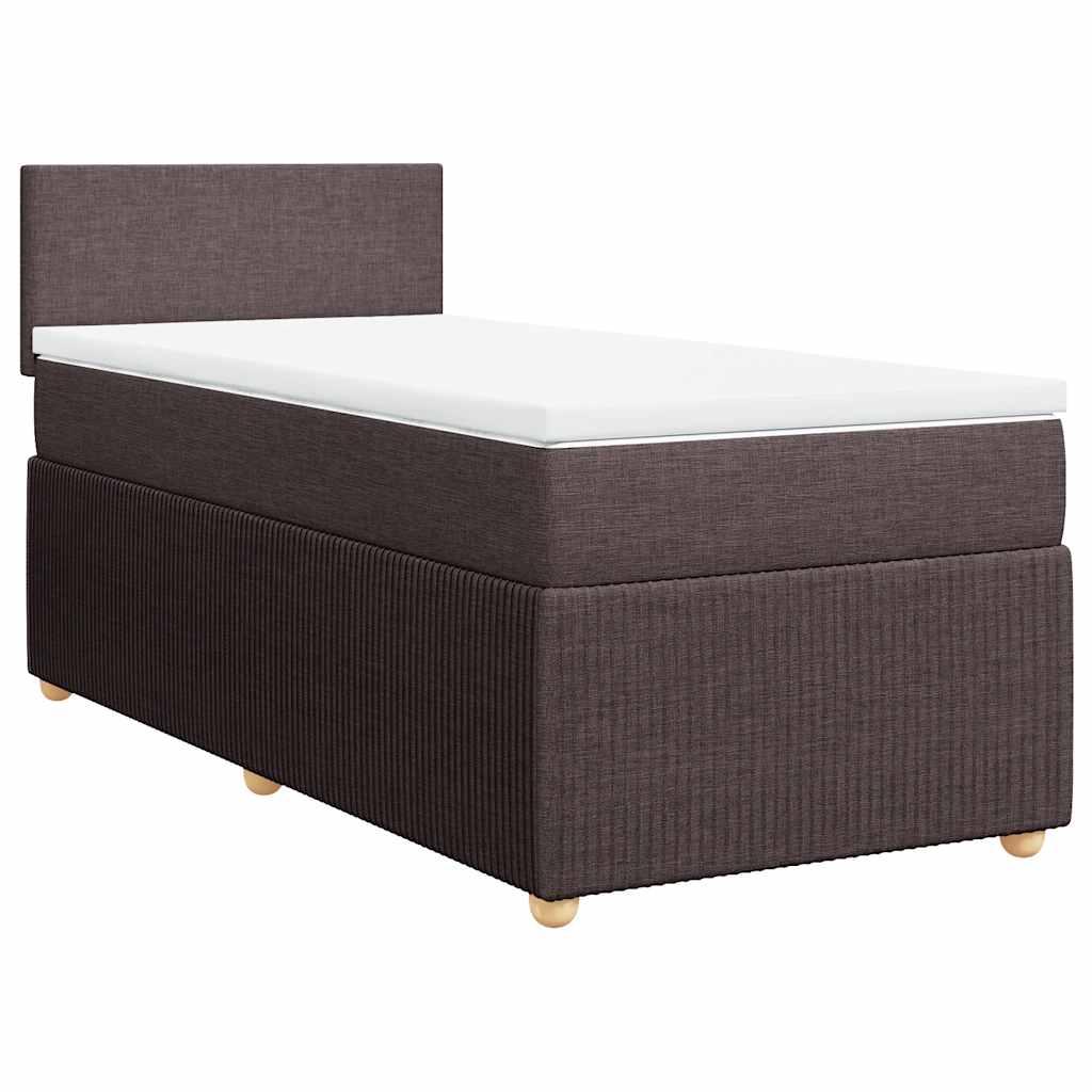 Κρεβάτι Boxspring με Στρώμα Σκούρο Καφέ 90x200 εκ. Υφασμάτινο