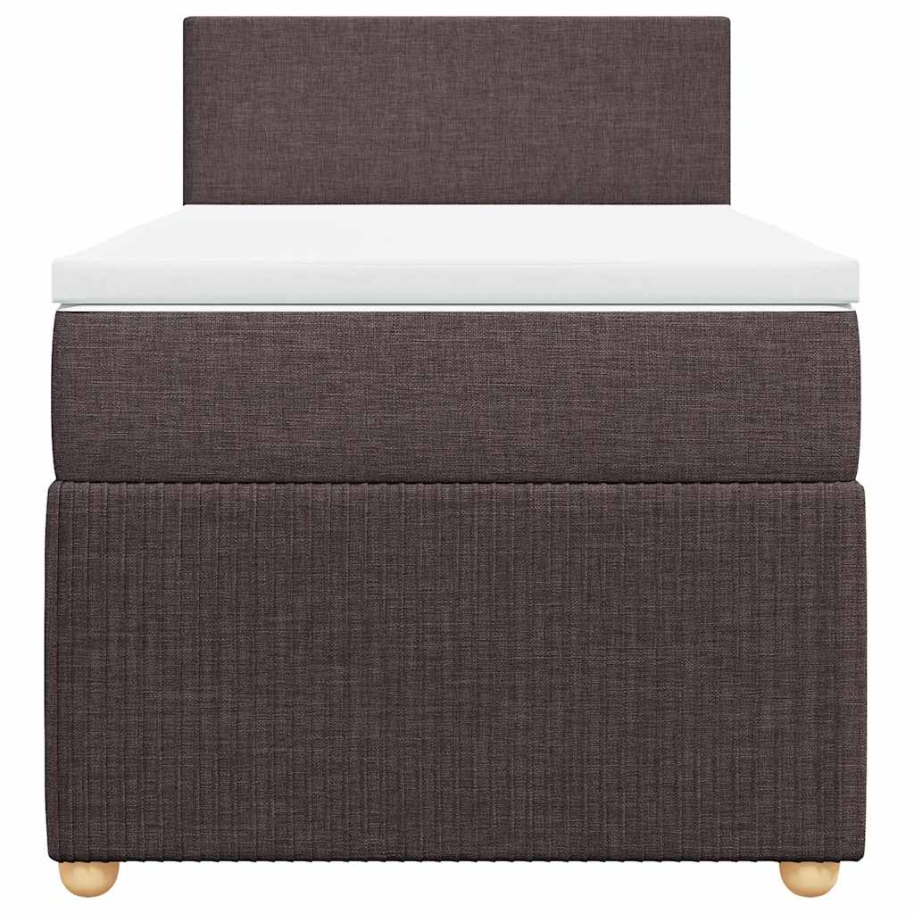 Κρεβάτι Boxspring με Στρώμα Σκούρο Καφέ 90x200 εκ. Υφασμάτινο