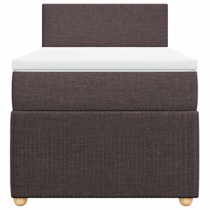 Κρεβάτι Boxspring με Στρώμα Σκούρο Καφέ 90x200 εκ. Υφασμάτινο