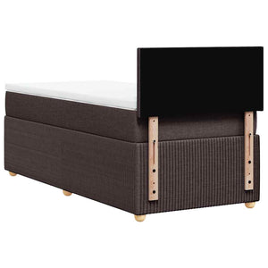 Κρεβάτι Boxspring με Στρώμα Σκούρο Καφέ 90x200 εκ. Υφασμάτινο