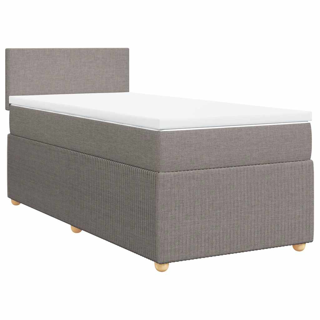 Κρεβάτι Boxspring με Στρώμα Taupe 90x200 εκ. Υφασμάτινο - Pakobazaar
