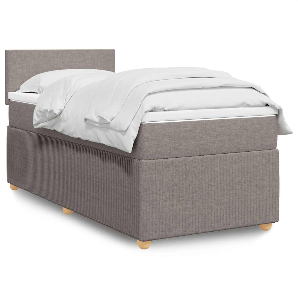 Κρεβάτι Boxspring με Στρώμα Taupe 90x200 εκ. Υφασμάτινο - Pakobazaar