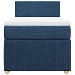 Κρεβάτι Boxspring με Στρώμα Μπλε 90x200 εκ.Υφασμάτινο