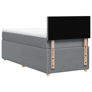 Κρεβάτι Boxspring με Στρώμα Ανοιχτό Γκρι 90x200 εκ. Υφασμάτινο - Pakobazaar