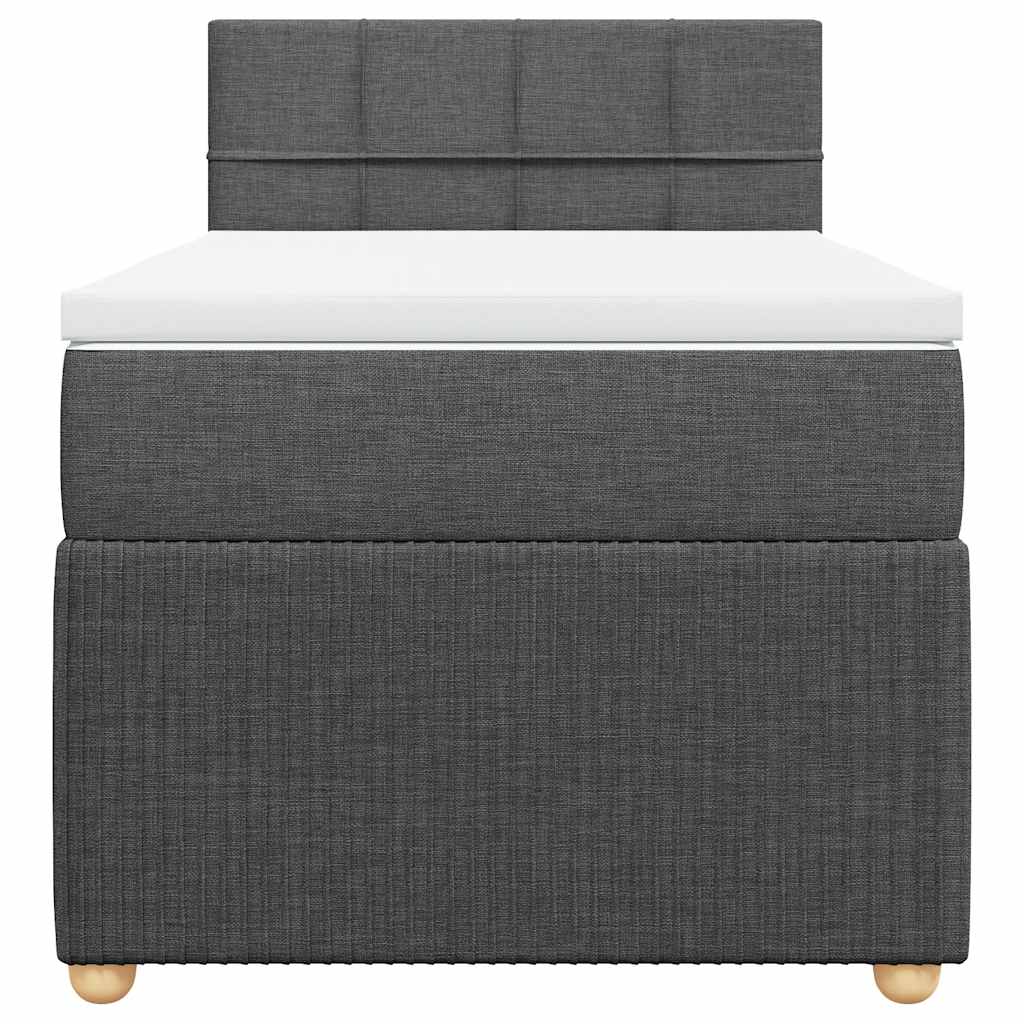 Κρεβάτι Boxspring με Στρώμα Σκούρο Γκρι 90x200 εκ. Υφασμάτινο - Pakobazaar