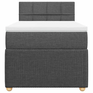 Κρεβάτι Boxspring με Στρώμα Σκούρο Γκρι 90x200 εκ. Υφασμάτινο - Pakobazaar