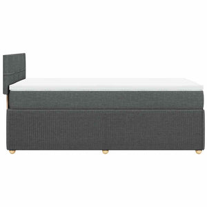 Κρεβάτι Boxspring με Στρώμα Σκούρο Γκρι 90x200 εκ. Υφασμάτινο - Pakobazaar