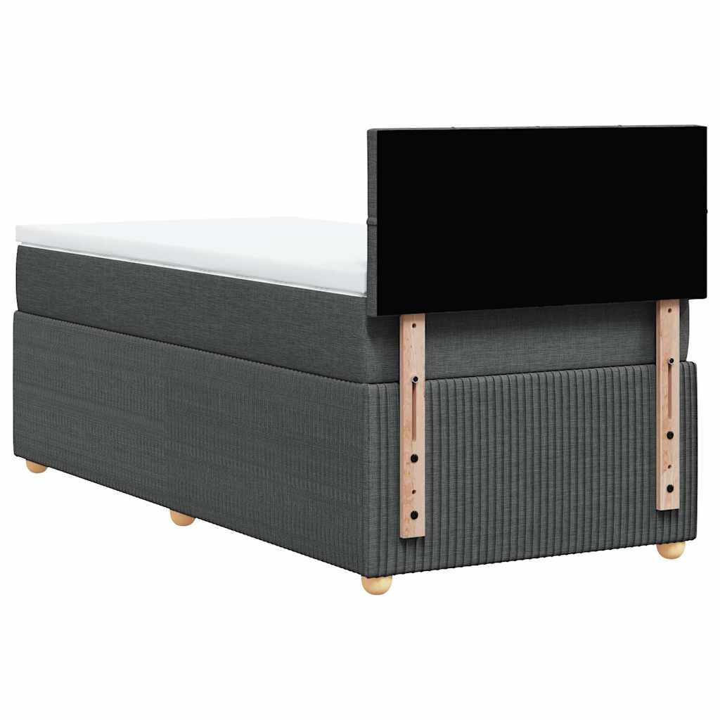Κρεβάτι Boxspring με Στρώμα Σκούρο Γκρι 90x200 εκ. Υφασμάτινο - Pakobazaar