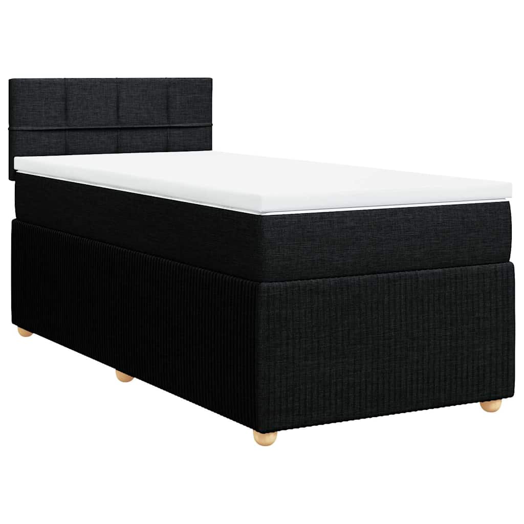 Κρεβάτι Boxspring με Στρώμα Μαύρο 90x200 εκ. Υφασμάτινο - Pakobazaar