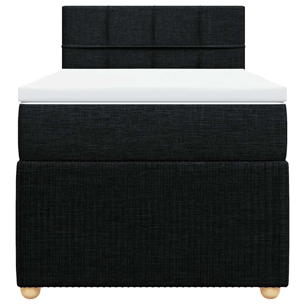 Κρεβάτι Boxspring με Στρώμα Μαύρο 90x200 εκ. Υφασμάτινο - Pakobazaar