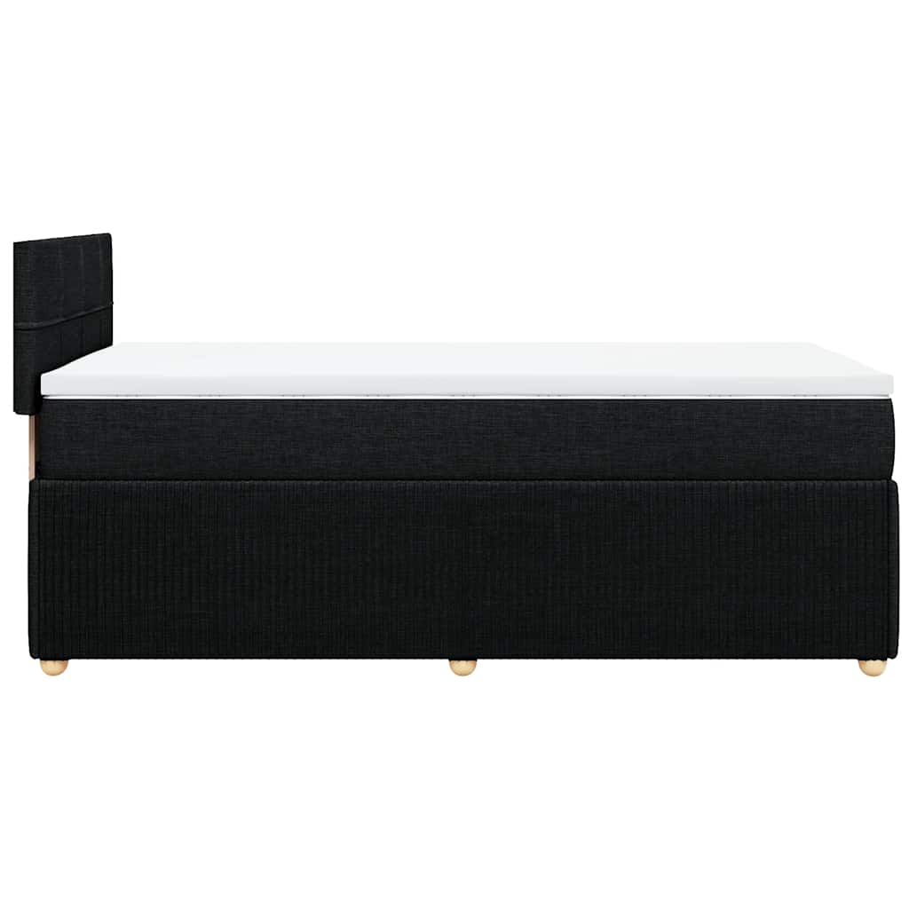 Κρεβάτι Boxspring με Στρώμα Μαύρο 90x200 εκ. Υφασμάτινο - Pakobazaar