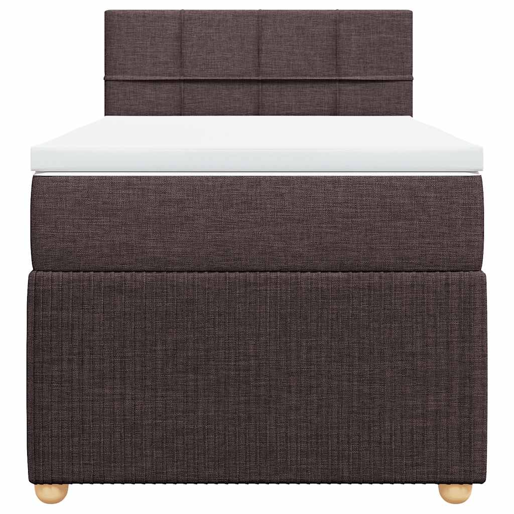 Κρεβάτι Boxspring με Στρώμα Σκούρο Καφέ 90x200 εκ. Υφασμάτινο