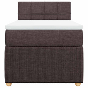 Κρεβάτι Boxspring με Στρώμα Σκούρο Καφέ 90x200 εκ. Υφασμάτινο