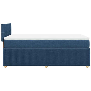 Κρεβάτι Boxspring με Στρώμα Μπλε 90x200 εκ.Υφασμάτινο