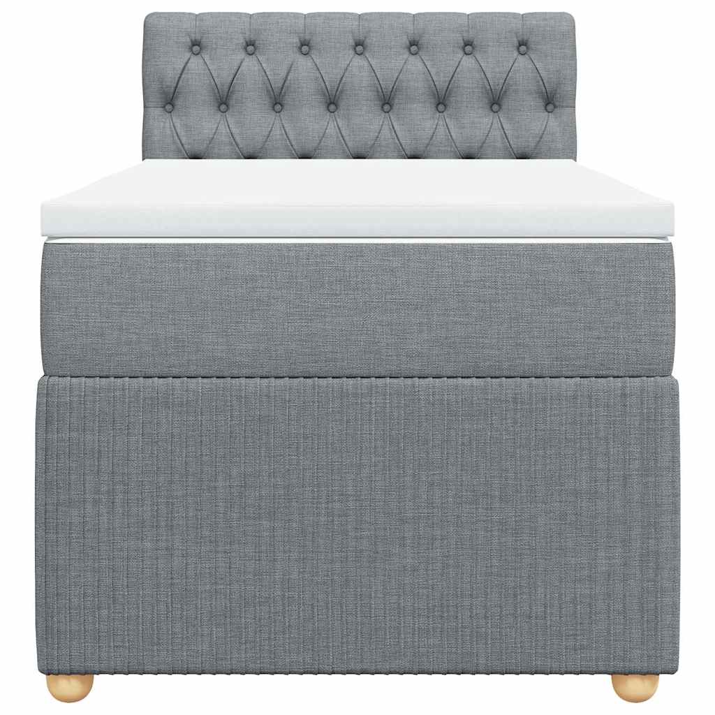 Κρεβάτι Boxspring με Στρώμα Ανοιχτό Γκρι 90x200 εκ. Υφασμάτινο