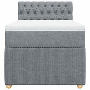 Κρεβάτι Boxspring με Στρώμα Ανοιχτό Γκρι 90x200 εκ. Υφασμάτινο