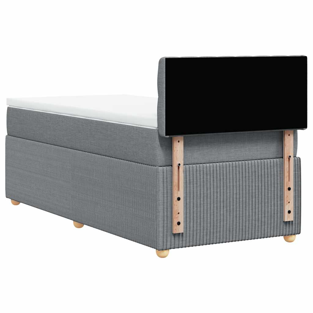 Κρεβάτι Boxspring με Στρώμα Ανοιχτό Γκρι 90x200 εκ. Υφασμάτινο