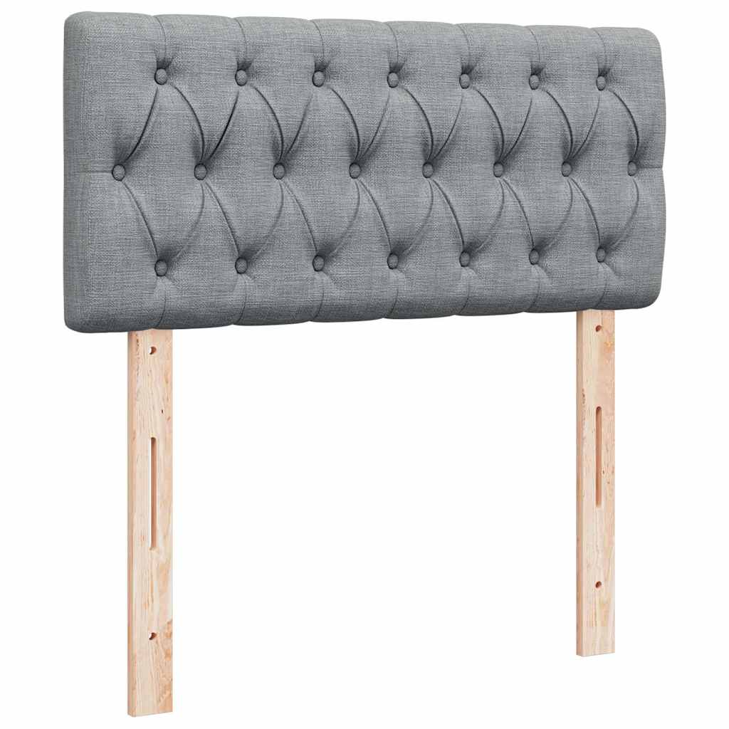Κρεβάτι Boxspring με Στρώμα Ανοιχτό Γκρι 90x200 εκ. Υφασμάτινο