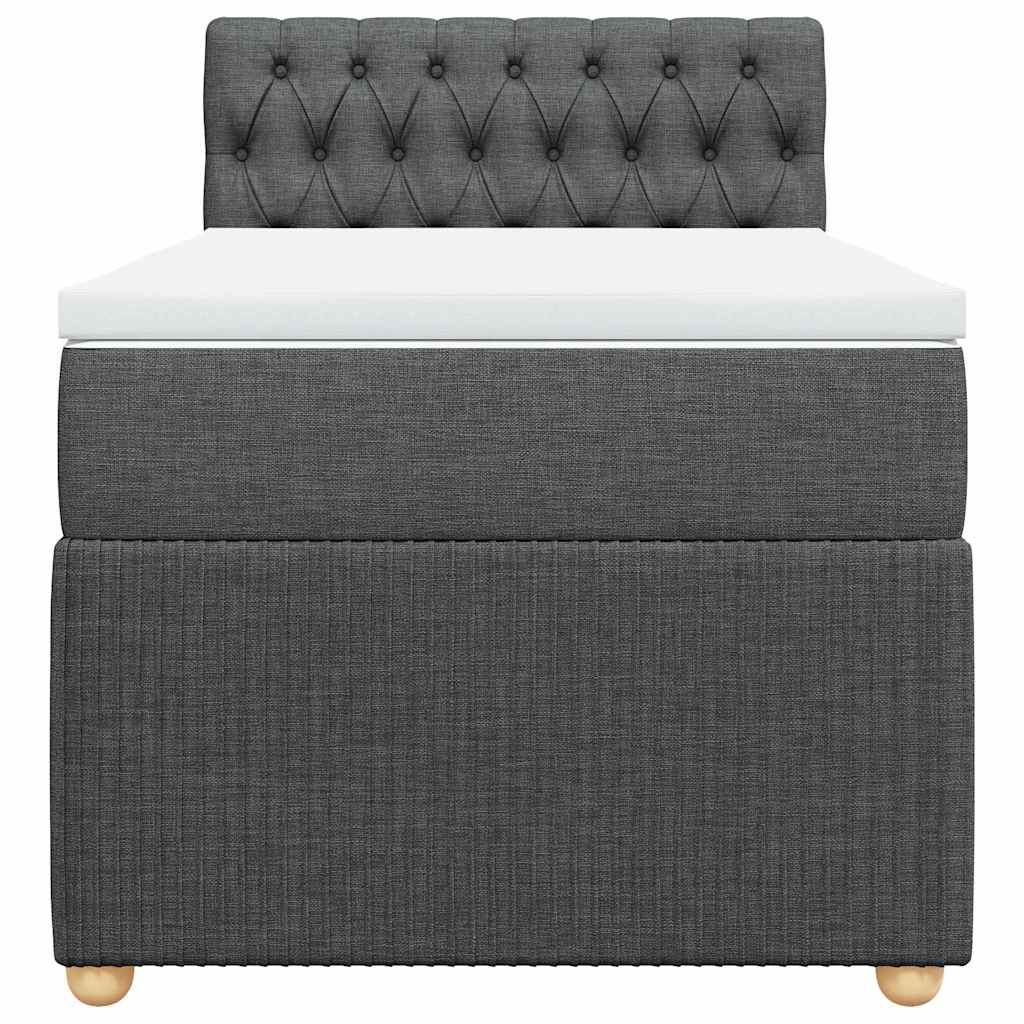 Κρεβάτι Boxspring με Στρώμα Σκούρο Γκρι 90x200 εκ. Υφασμάτινο - Pakobazaar