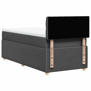 Κρεβάτι Boxspring με Στρώμα Σκούρο Γκρι 90x200 εκ. Υφασμάτινο - Pakobazaar
