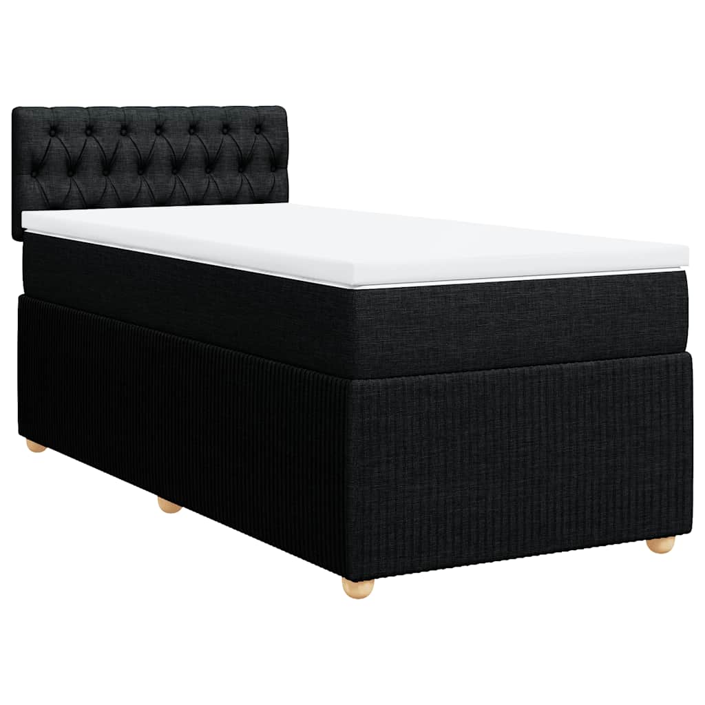 Κρεβάτι Boxspring με Στρώμα Μαύρο 90x200 εκ. Υφασμάτινο - Pakobazaar