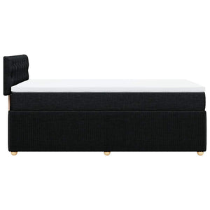 Κρεβάτι Boxspring με Στρώμα Μαύρο 90x200 εκ. Υφασμάτινο - Pakobazaar