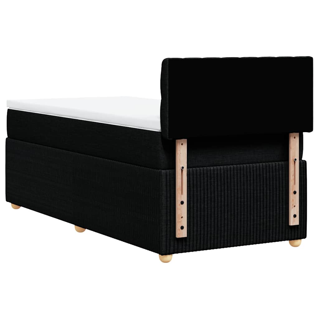 Κρεβάτι Boxspring με Στρώμα Μαύρο 90x200 εκ. Υφασμάτινο - Pakobazaar