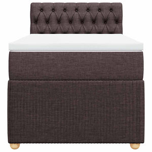 Κρεβάτι Boxspring με Στρώμα Σκούρο Καφέ 90x200 εκ. Υφασμάτινο - Pakobazaar