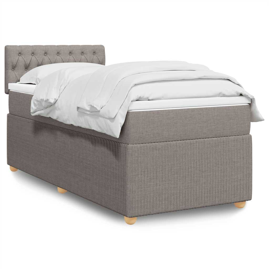 Κρεβάτι Boxspring με Στρώμα Taupe 90x200 εκ. Υφασμάτινο - Pakobazaar