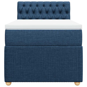 Κρεβάτι Boxspring με Στρώμα Μπλε 90x200 εκ.Υφασμάτινο - Pakobazaar