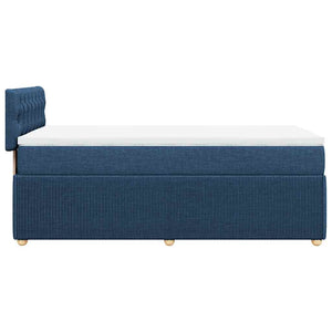 Κρεβάτι Boxspring με Στρώμα Μπλε 90x200 εκ.Υφασμάτινο - Pakobazaar