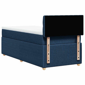 Κρεβάτι Boxspring με Στρώμα Μπλε 90x200 εκ.Υφασμάτινο - Pakobazaar