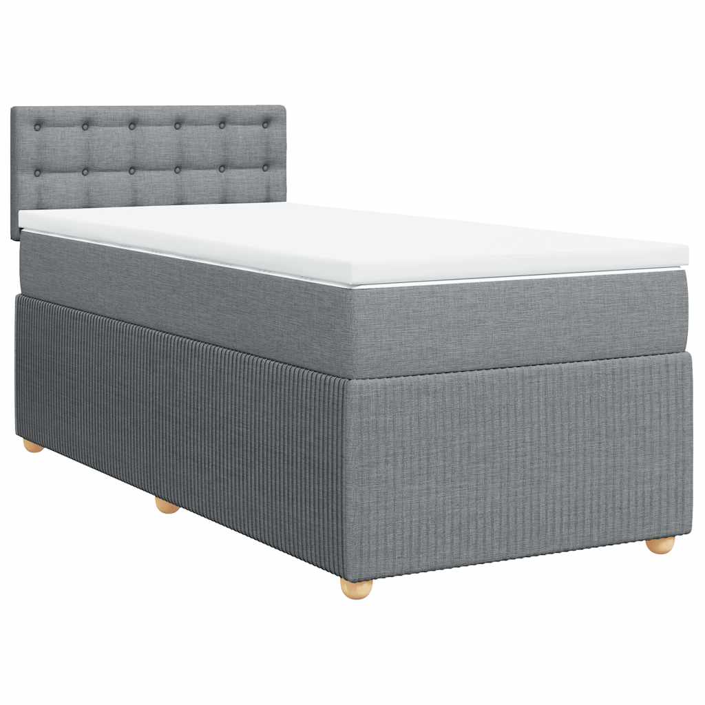 Κρεβάτι Boxspring με Στρώμα Ανοιχτό Γκρι 90x200 εκ. Υφασμάτινο
