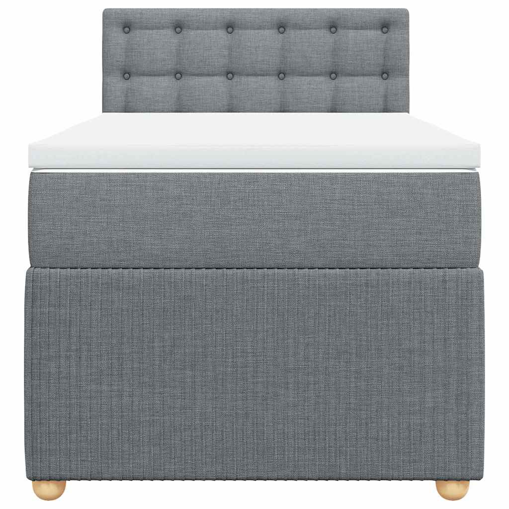 Κρεβάτι Boxspring με Στρώμα Ανοιχτό Γκρι 90x200 εκ. Υφασμάτινο