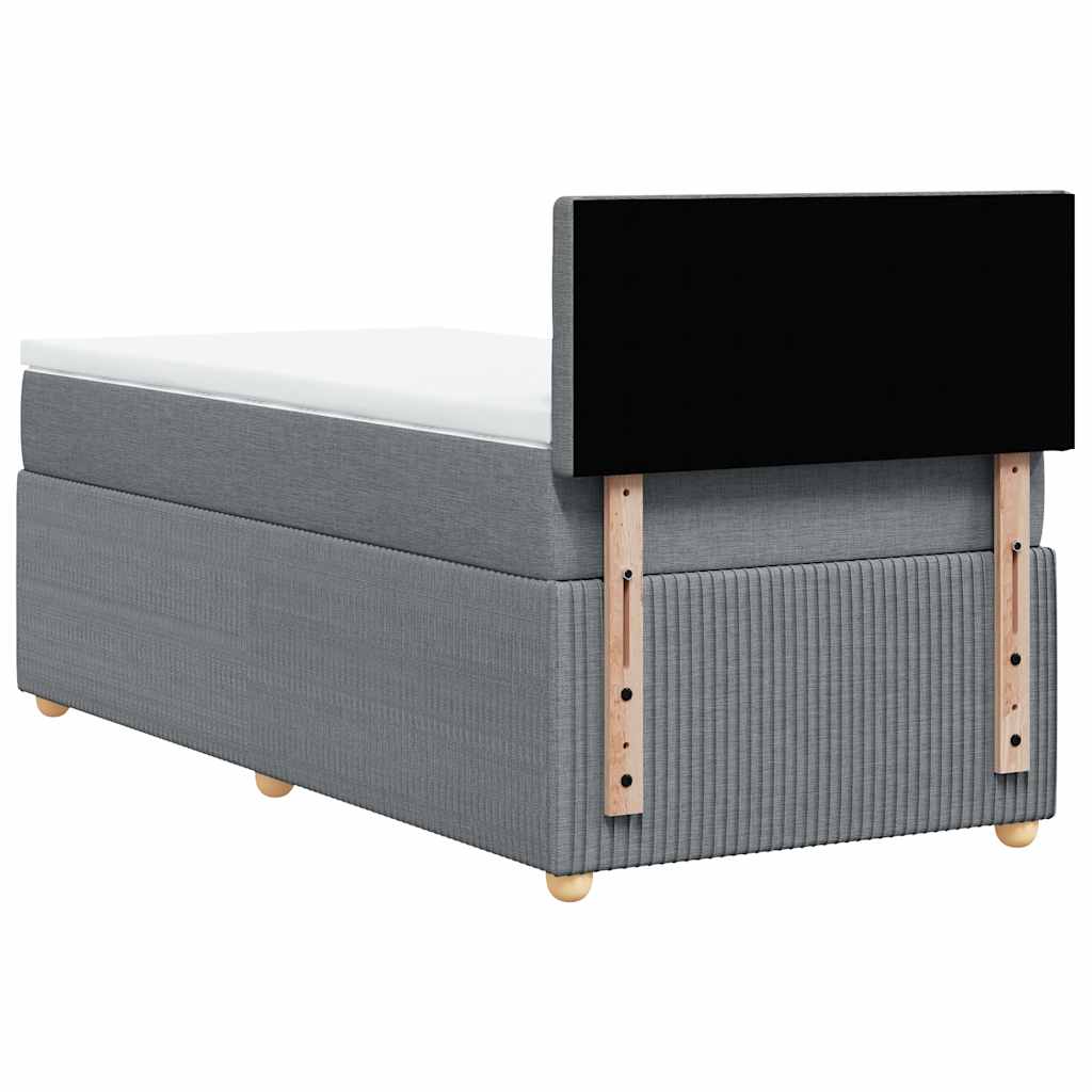 Κρεβάτι Boxspring με Στρώμα Ανοιχτό Γκρι 90x200 εκ. Υφασμάτινο