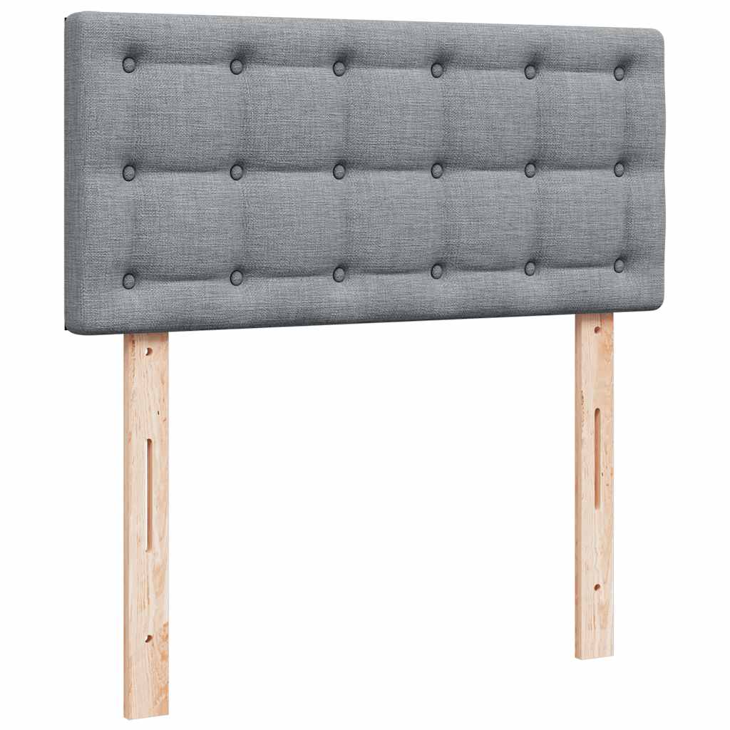 Κρεβάτι Boxspring με Στρώμα Ανοιχτό Γκρι 90x200 εκ. Υφασμάτινο