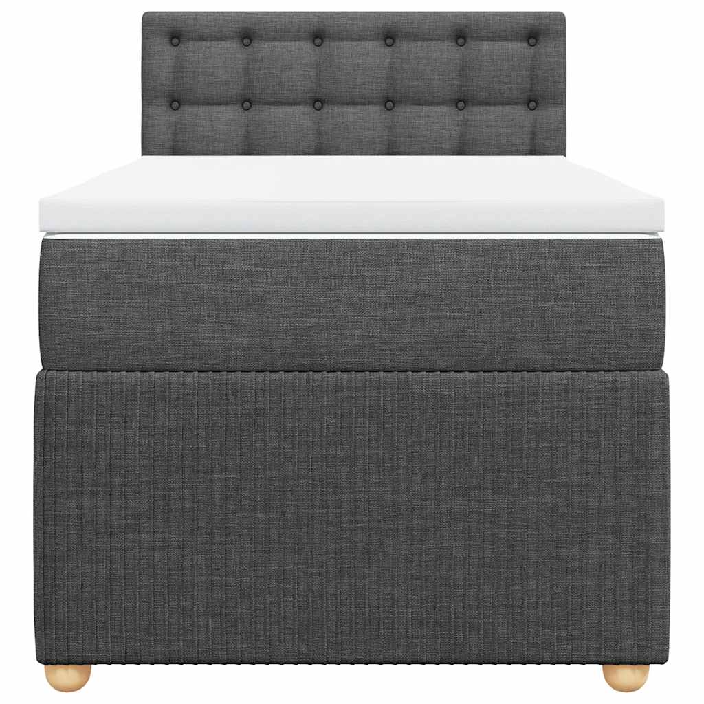 Κρεβάτι Boxspring με Στρώμα Σκούρο Γκρι 90x200 εκ. Υφασμάτινο - Pakobazaar