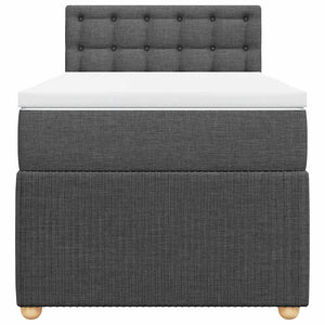 Κρεβάτι Boxspring με Στρώμα Σκούρο Γκρι 90x200 εκ. Υφασμάτινο - Pakobazaar