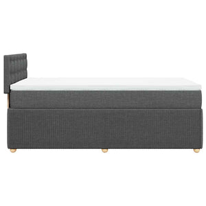 Κρεβάτι Boxspring με Στρώμα Σκούρο Γκρι 90x200 εκ. Υφασμάτινο - Pakobazaar