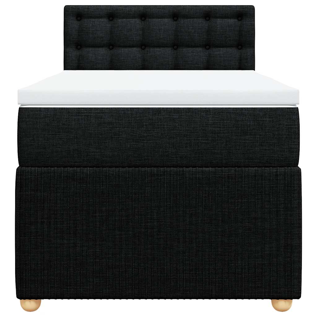 Κρεβάτι Boxspring με Στρώμα Μαύρο 90x200 εκ. Υφασμάτινο - Pakobazaar