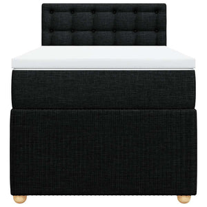 Κρεβάτι Boxspring με Στρώμα Μαύρο 90x200 εκ. Υφασμάτινο - Pakobazaar